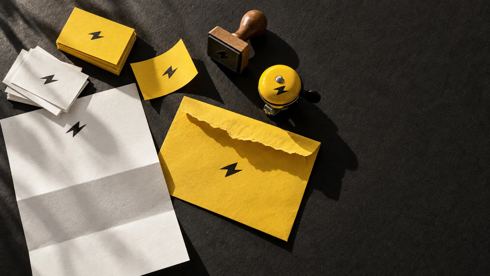 Volta: A bolt that works as a logo, a rubber stamp, a bell sticker and the frame decal.